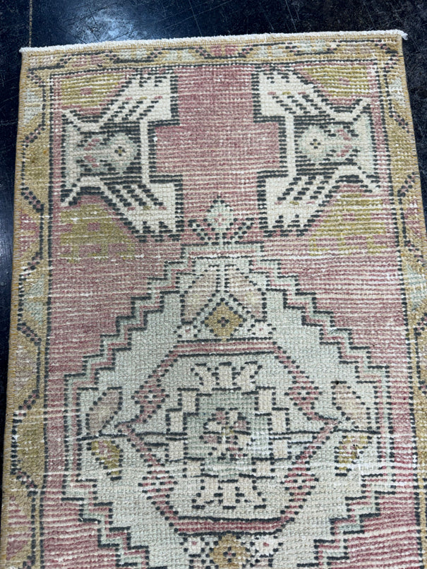 Turkish Mini Rug Oriental Hand Knotted Vintage Rug  1'6'' x  3' #12118