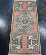 Turkish Mini Rug Oriental Hand Knotted Vintage Rug  1'7'' x  3'4'' #12117