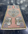 Turkish Mini Rug Oriental Hand Knotted Vintage Rug  1'7'' x  3'4'' #12117