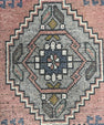 Turkish Mini Rug Oriental Hand Knotted Vintage Rug  1'7'' x  3'4'' #12117