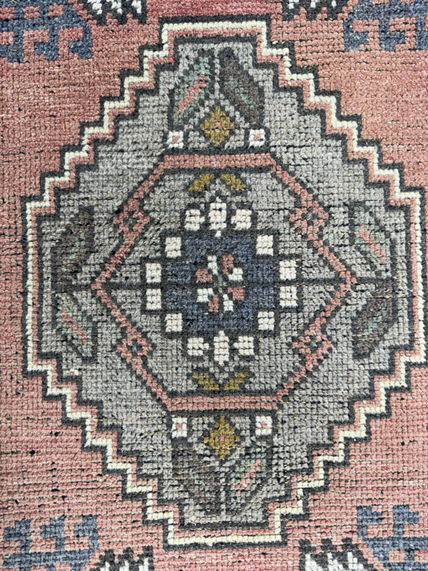 Turkish Mini Rug Oriental Hand Knotted Vintage Rug  1'7'' x  3'4'' #12117