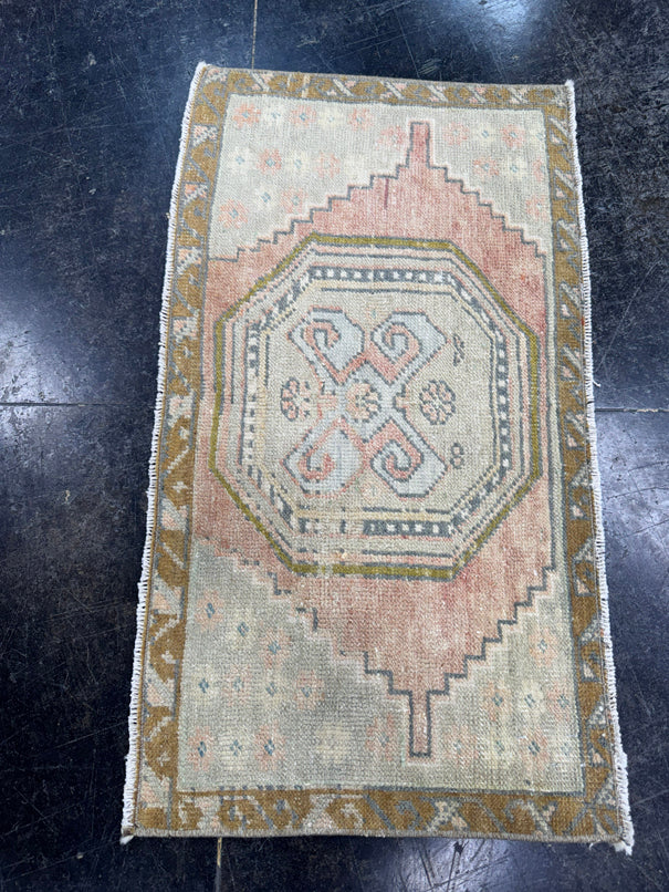 Turkish Mini Rug Oriental Hand Knotted Vintage Rug  1'9'' x  2'10'' #12116