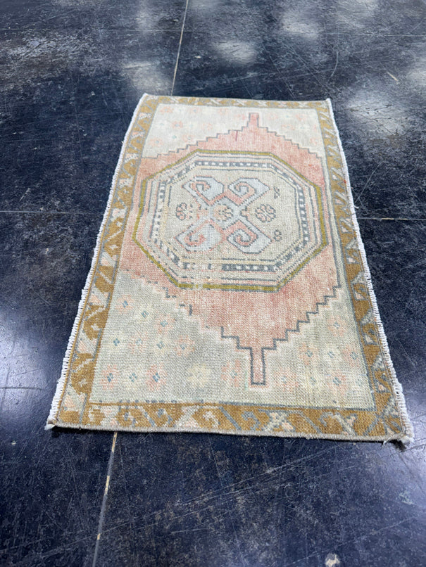 Turkish Mini Rug Oriental Hand Knotted Vintage Rug  1'9'' x  2'10'' #12116