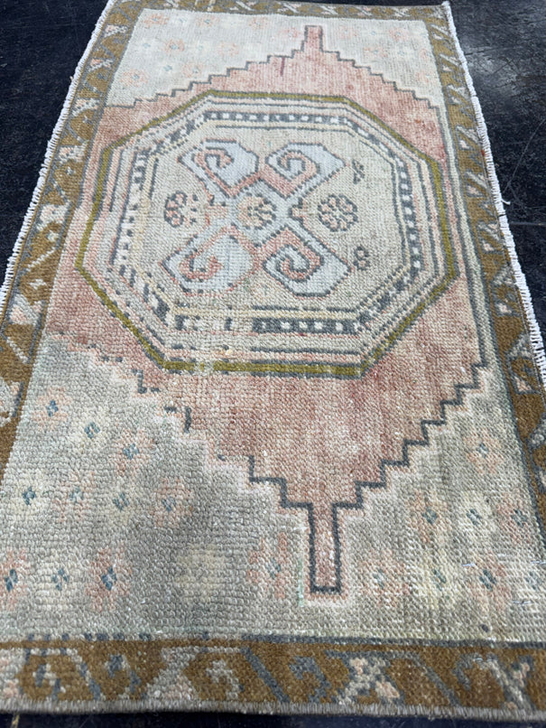 Turkish Mini Rug Oriental Hand Knotted Vintage Rug  1'9'' x  2'10'' #12116