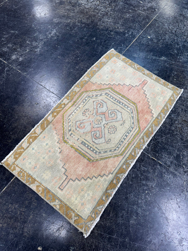 Turkish Mini Rug Oriental Hand Knotted Vintage Rug  1'9'' x  2'10'' #12116