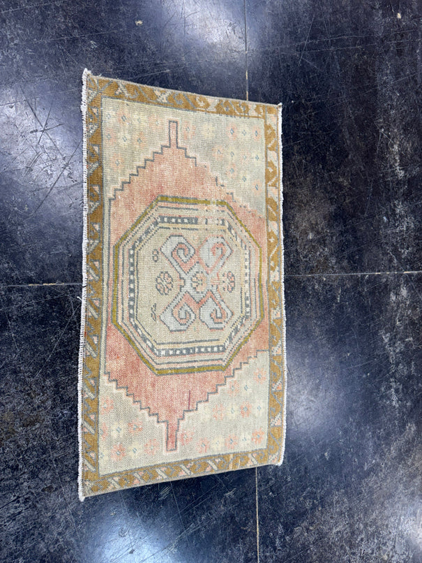 Turkish Mini Rug Oriental Hand Knotted Vintage Rug  1'9'' x  2'10'' #12116