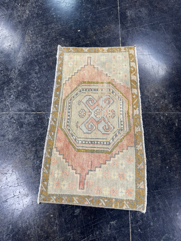 Turkish Mini Rug Oriental Hand Knotted Vintage Rug  1'9'' x  2'10'' #12116
