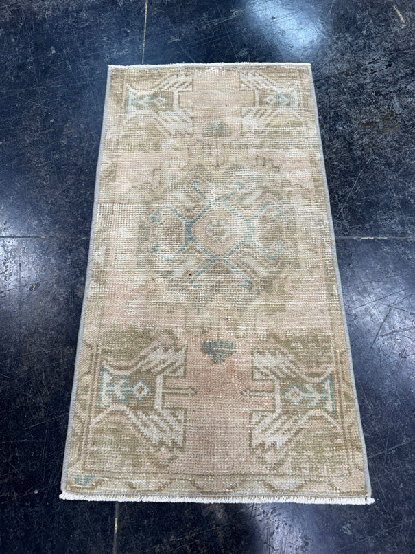 Turkish Mini Rug Oriental Hand Knotted Vintage Rug  1'6'' x  2'11'' #12115