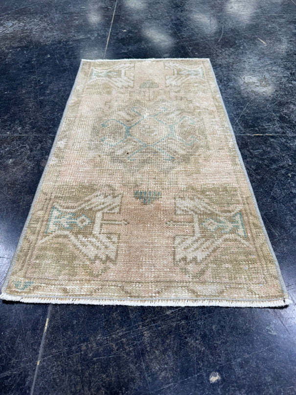 Turkish Mini Rug Oriental Hand Knotted Vintage Rug  1'6'' x  2'11'' #12115