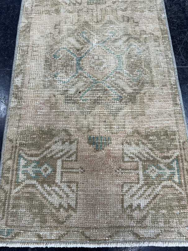 Turkish Mini Rug Oriental Hand Knotted Vintage Rug  1'6'' x  2'11'' #12115