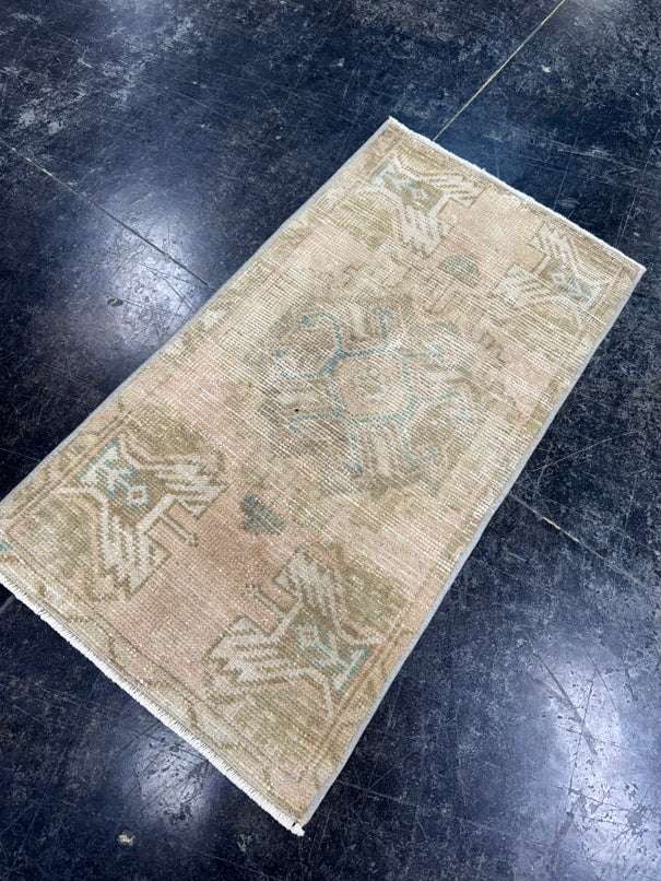 Turkish Mini Rug Oriental Hand Knotted Vintage Rug  1'6'' x  2'11'' #12115