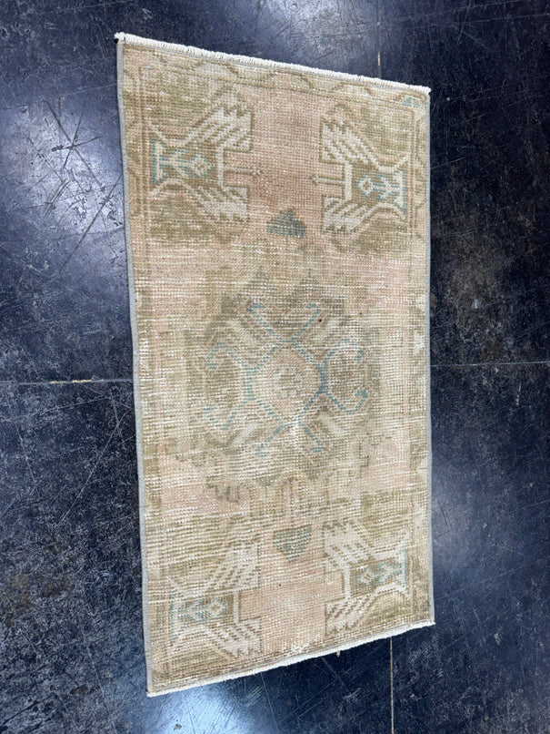 Turkish Mini Rug Oriental Hand Knotted Vintage Rug  1'6'' x  2'11'' #12115