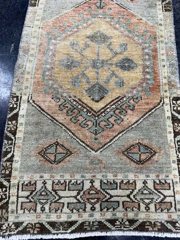 Turkish Mini Rug Oriental Hand Knotted Vintage Rug  1'8'' x  3'2'' #12114