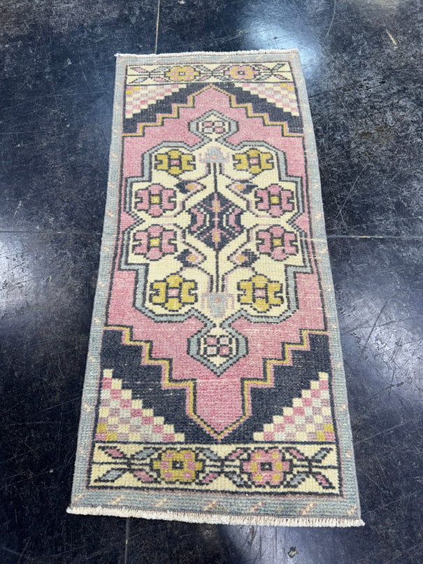 Turkish Mini Rug Oriental Hand Knotted Vintage Rug  1'6'' x  3'4'' #12113