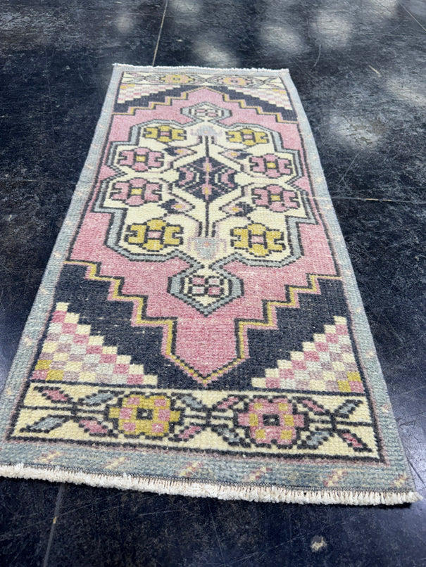 Turkish Mini Rug Oriental Hand Knotted Vintage Rug  1'6'' x  3'4'' #12113