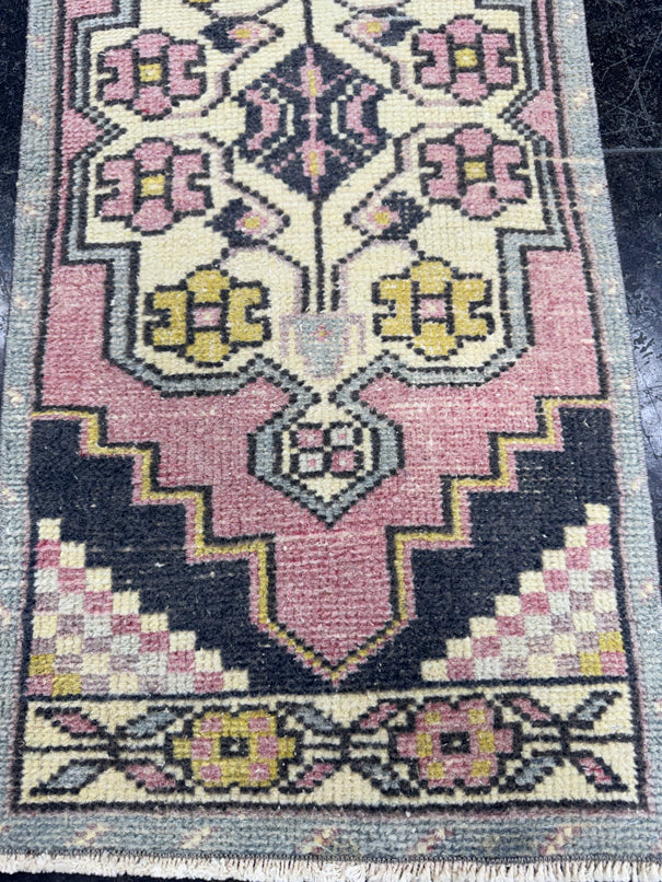 Turkish Mini Rug Oriental Hand Knotted Vintage Rug  1'6'' x  3'4'' #12113
