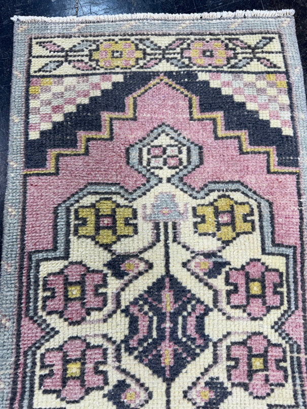 Turkish Mini Rug Oriental Hand Knotted Vintage Rug  1'6'' x  3'4'' #12113