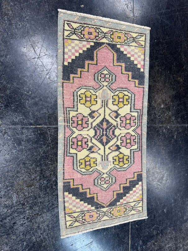Turkish Mini Rug Oriental Hand Knotted Vintage Rug  1'6'' x  3'4'' #12113