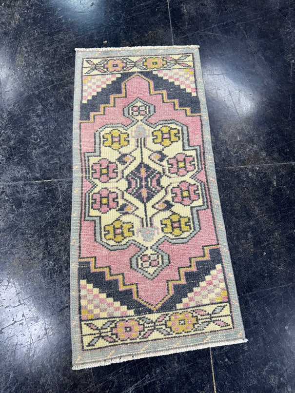 Turkish Mini Rug Oriental Hand Knotted Vintage Rug  1'6'' x  3'4'' #12113