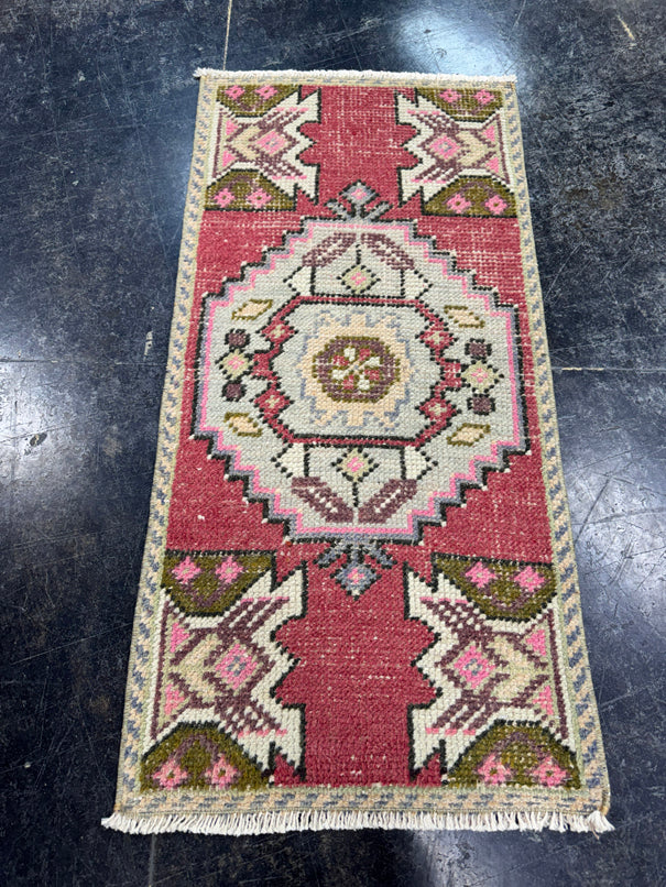 Turkish Mini Rug Oriental Hand Knotted Vintage Rug  1'6'' x  3'1'' #12128