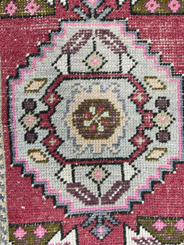 Turkish Mini Rug Oriental Hand Knotted Vintage Rug  1'6'' x  3'1'' #12128