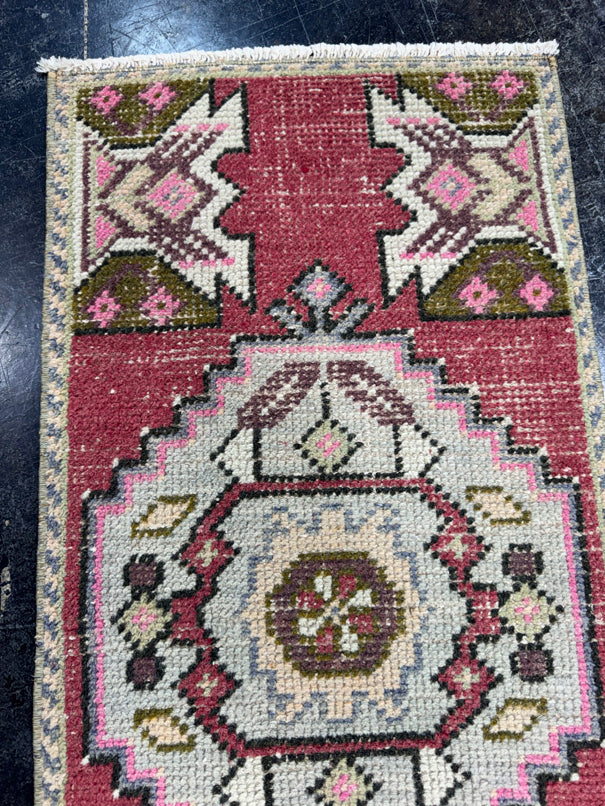 Turkish Mini Rug Oriental Hand Knotted Vintage Rug  1'6'' x  3'1'' #12128