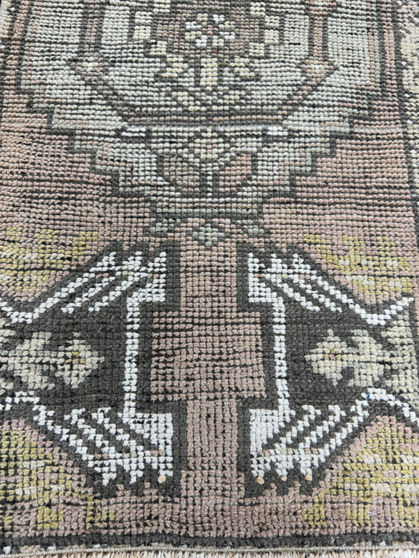 Turkish Mini Rug Oriental Hand Knotted Vintage Rug  1'7'' x  3'6'' #12127