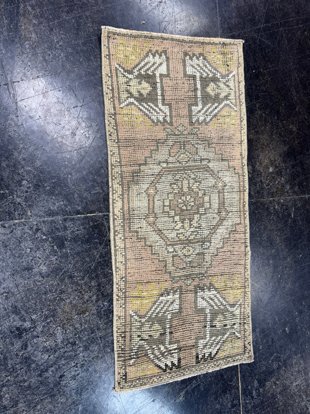 Turkish Mini Rug Oriental Hand Knotted Vintage Rug  1'7'' x  3'6'' #12127