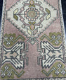 Turkish Mini Rug Oriental Hand Knotted Vintage Rug  1'6'' x  3'1'' #12126