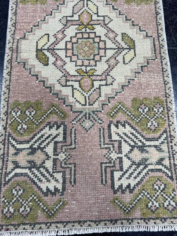 Turkish Mini Rug Oriental Hand Knotted Vintage Rug  1'6'' x  3'1'' #12126