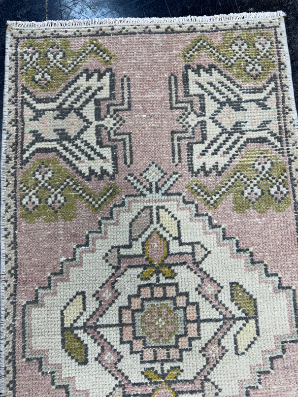 Turkish Mini Rug Oriental Hand Knotted Vintage Rug  1'6'' x  3'1'' #12126