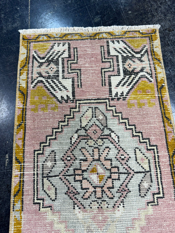 Turkish Mini Rug Oriental Hand Knotted Vintage Rug  1'6'' x  3' #12129