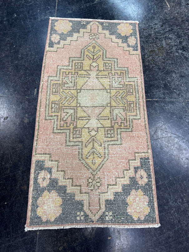 Turkish Mini Rug Oriental Hand Knotted Vintage Rug  1'7'' x  3'2'' #12124