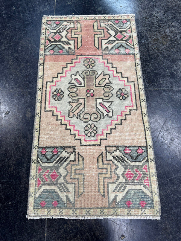 Turkish Mini Rug Oriental Hand Knotted Vintage Rug  1'6'' x  2'11'' #12123