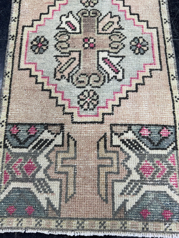 Turkish Mini Rug Oriental Hand Knotted Vintage Rug  1'6'' x  2'11'' #12123