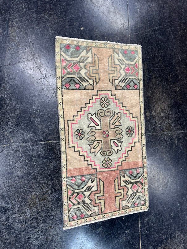 Turkish Mini Rug Oriental Hand Knotted Vintage Rug  1'6'' x  2'11'' #12123