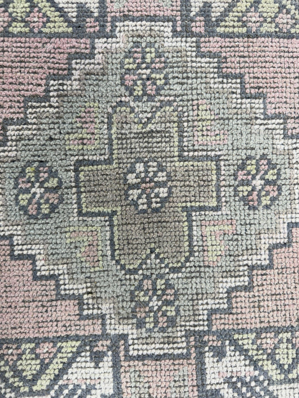 Turkish Mini Rug Oriental Hand Knotted Vintage Rug  1'3'' x  2'8'' #12105