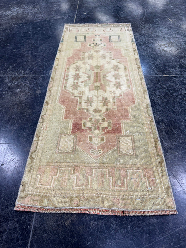 Turkish Mini Rug Oriental Hand Knotted Vintage Rug  1'4'' x  3'6'' #12103