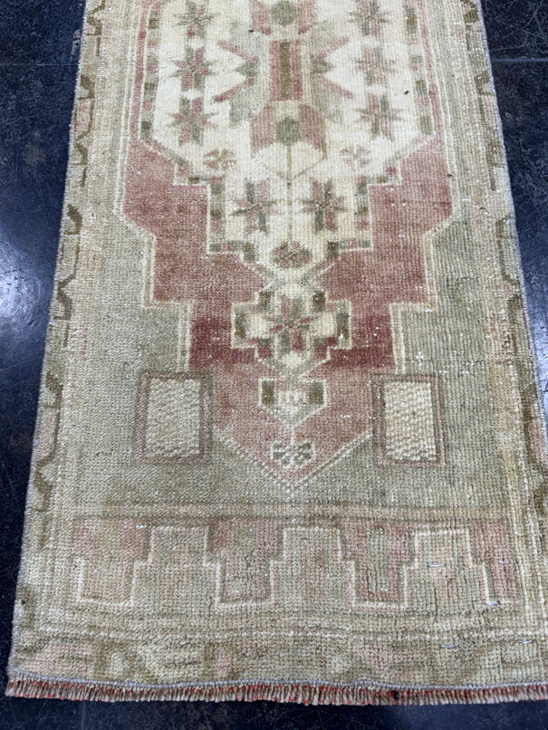 Turkish Mini Rug Oriental Hand Knotted Vintage Rug  1'4'' x  3'6'' #12103
