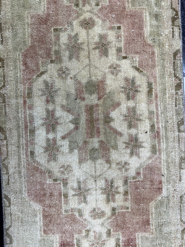Turkish Mini Rug Oriental Hand Knotted Vintage Rug  1'4'' x  3'6'' #12103