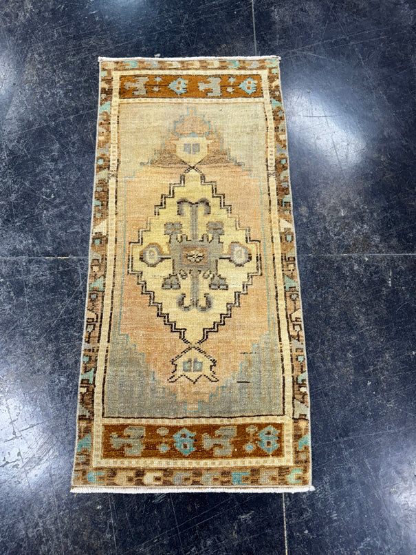 Turkish Mini Rug Oriental Hand Knotted Vintage Rug  1'6'' x  3'3'' #12101