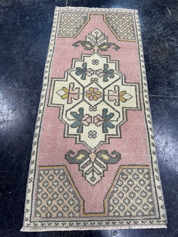 Turkish Mini Rug Oriental Hand Knotted Vintage Rug  1'8'' x  3'7'' #12102