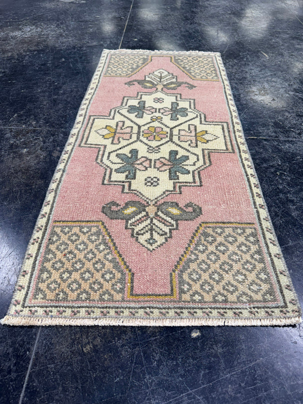 Turkish Mini Rug Oriental Hand Knotted Vintage Rug  1'8'' x  3'7'' #12102