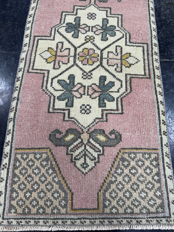 Turkish Mini Rug Oriental Hand Knotted Vintage Rug  1'8'' x  3'7'' #12102