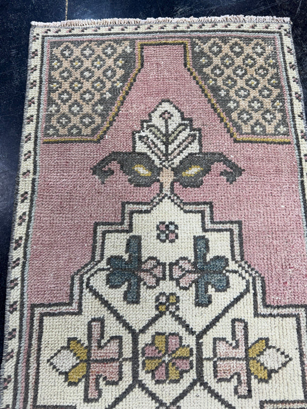 Turkish Mini Rug Oriental Hand Knotted Vintage Rug  1'8'' x  3'7'' #12102