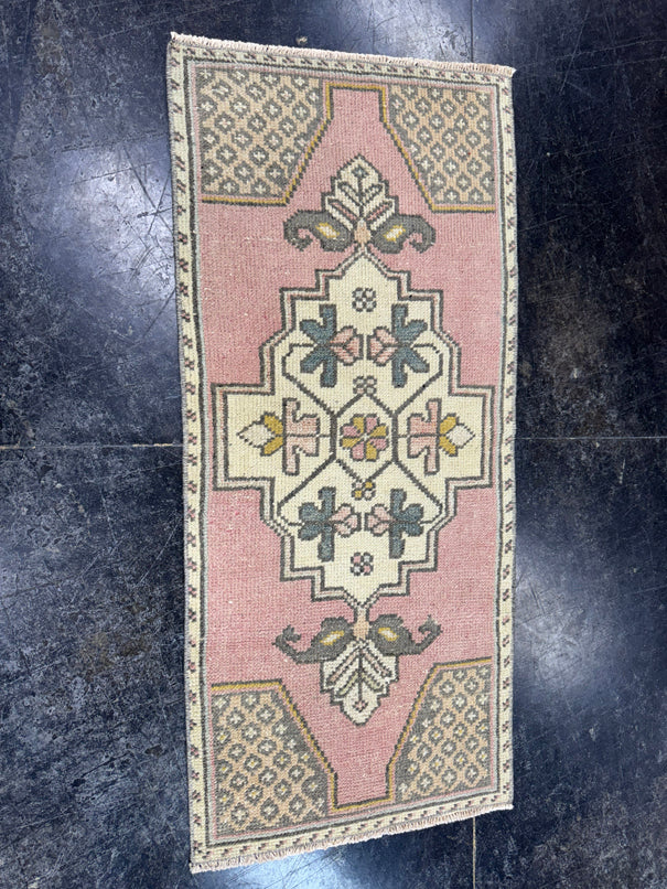 Turkish Mini Rug Oriental Hand Knotted Vintage Rug  1'8'' x  3'7'' #12102