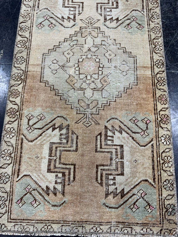 Turkish Mini Rug Oriental Hand Knotted Vintage Rug  1'5'' x  2'8'' #12100