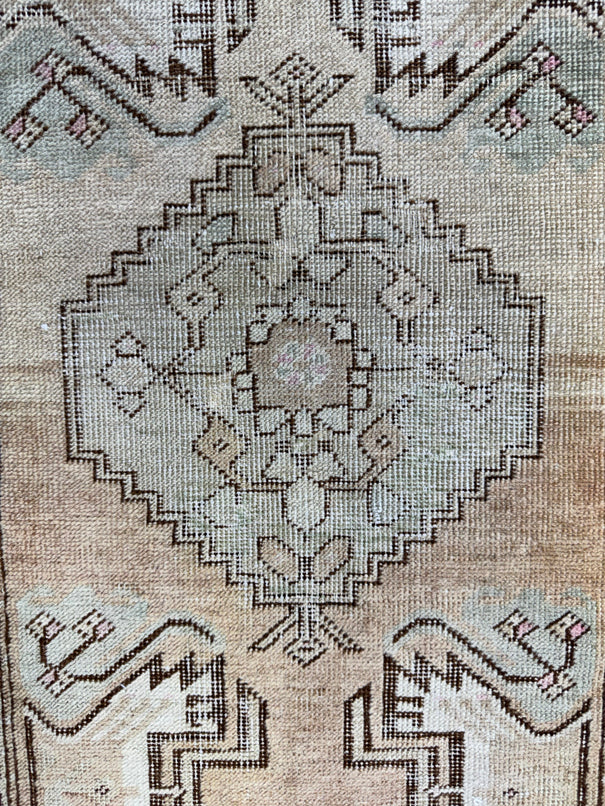 Turkish Mini Rug Oriental Hand Knotted Vintage Rug  1'5'' x  2'8'' #12100