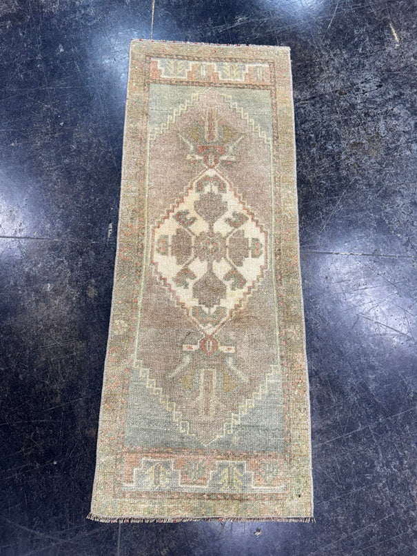 Turkish Mini Rug Oriental Hand Knotted Vintage Rug  1'4'' x  3'5'' #12099