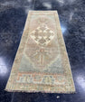 Turkish Mini Rug Oriental Hand Knotted Vintage Rug  1'4'' x  3'5'' #12099